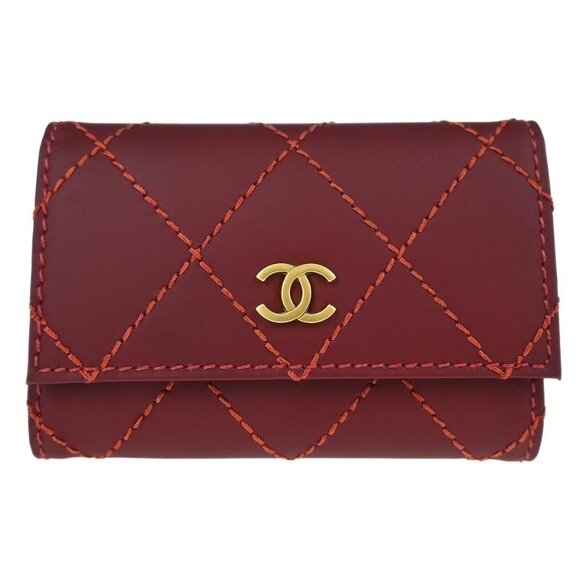 Chanel Red Calfskin Wild Stitch Six Hook Key Case Small Good - Picture 2 of 8